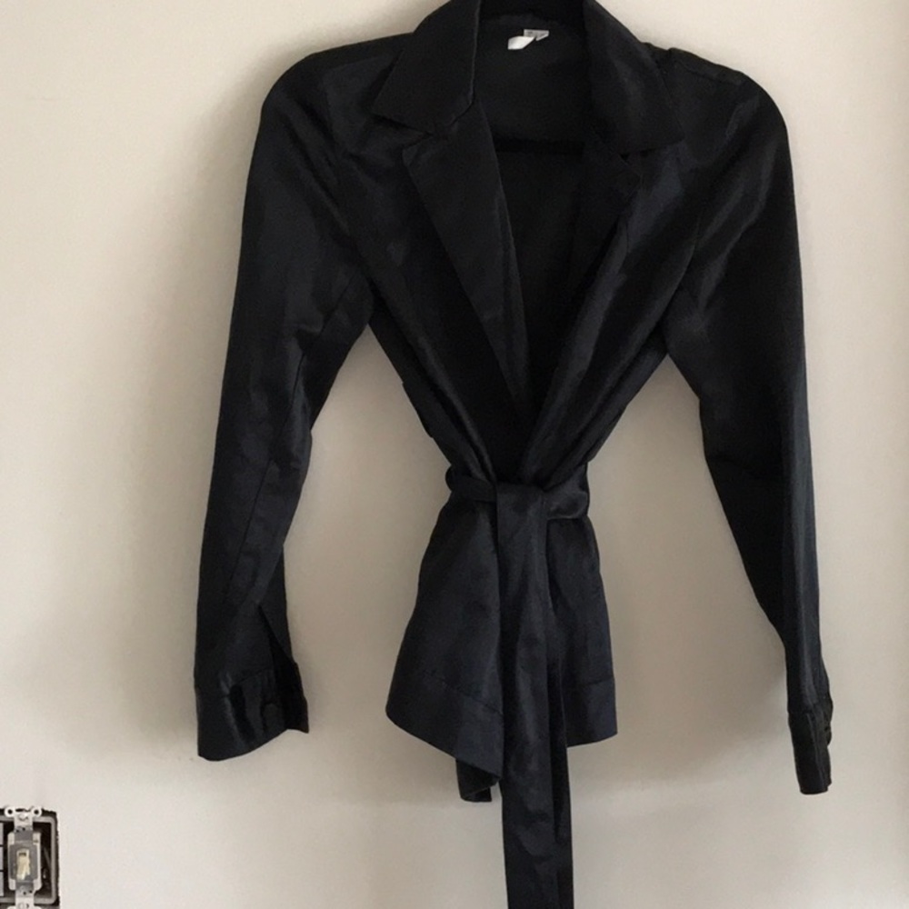 Bastine Black Satin Smoking Jacket Size Small